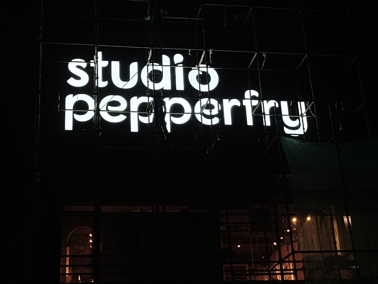 Studio Pepperfry large-format illuminated signage